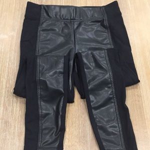 Loft Black Leggings with Imitation Leather